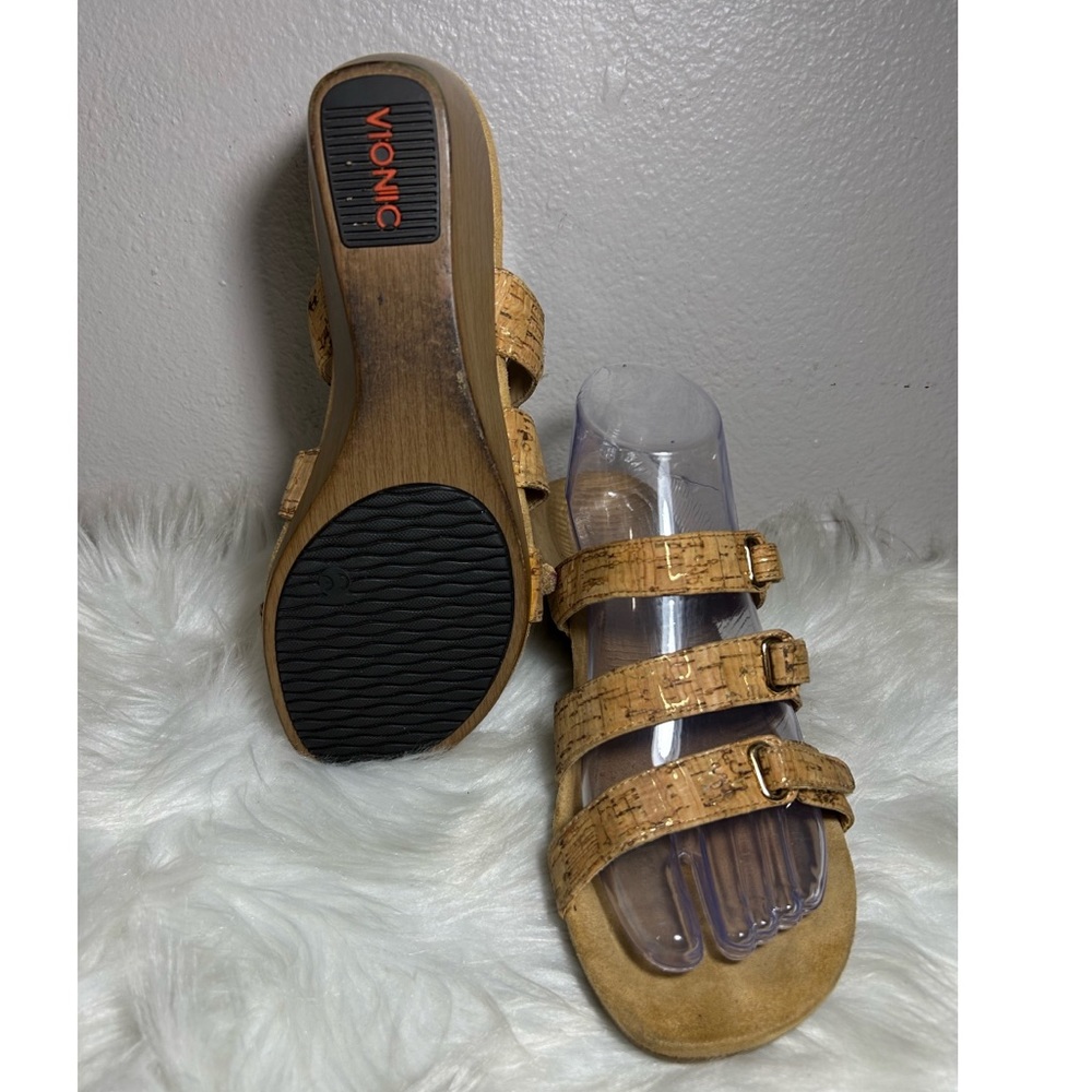 Vionic Dwyn Natural Cork Platform Sandals Wedge Size 8 - Picture 6 of 7